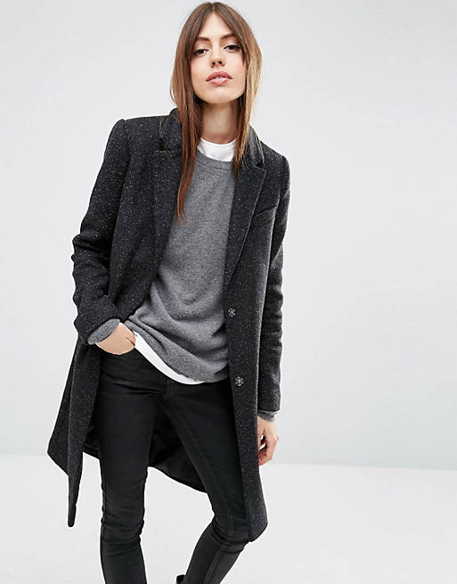 ASOS Wool Blend Slim Coat With Pocket Detail