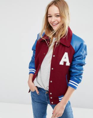 wool varsity bomber jacket