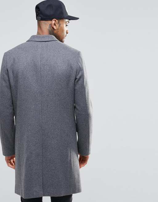 Asos design wool mix hot sale overcoat in light gray