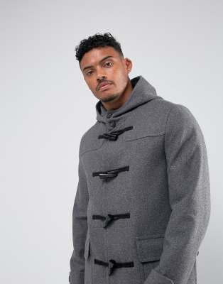 ASOS Wool Mix Duffle Coat In Light Grey ASOS