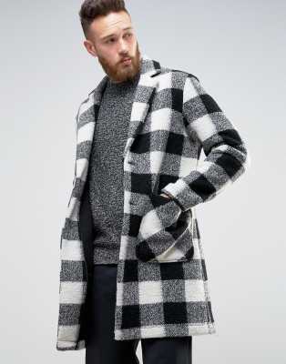 black and white check coat