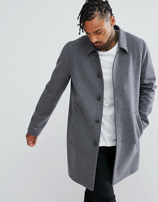 ASOS | ASOS Wool Mix Trench Coat In Light Grey