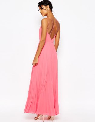 pleated cami maxi dress