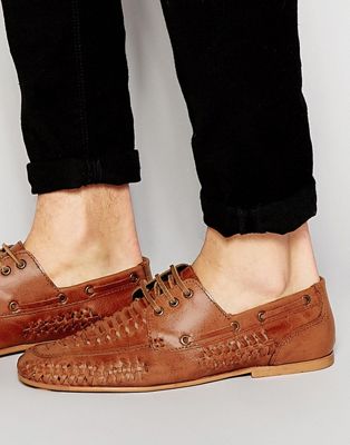 ASOS Woven Loafers in Tan Leather | ASOS