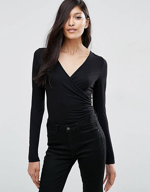 ASOS Wrap Front Body With Long Sleeves