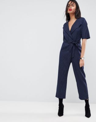 navy pinstripe jumpsuit