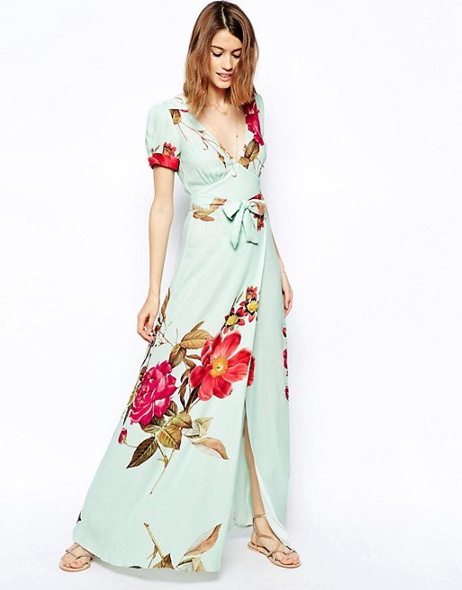 ASOS | ASOS Wrap Maxi Dress in Rose Print