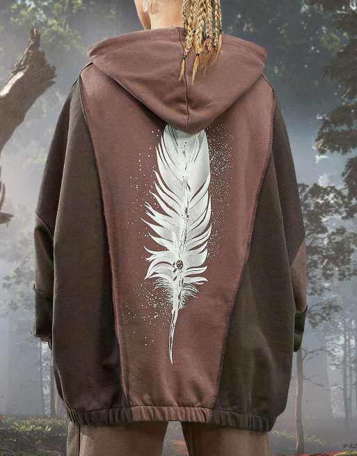 ASOS X Horizon Forbidden West - Sweat à capuche d'ensemble unisexe oversize - Marron, 3 de 4