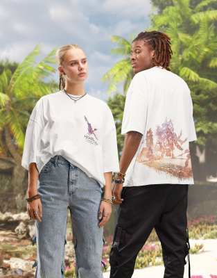 ASOS DESIGN ASOS X Horizon Forbidden West unisex oversized t-shirt in white