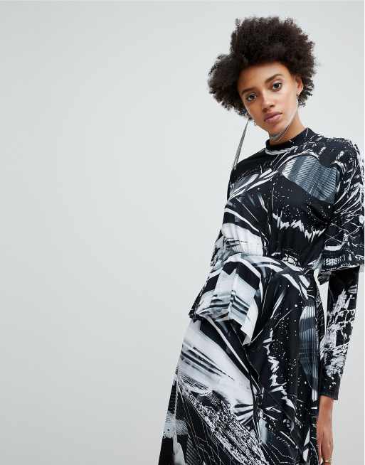 ASOS x Wars Printed Long Sleeve Hanky Hem Dress ASOS