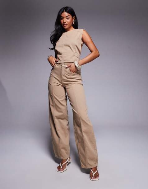 ASOS X THE SOURCED COLLECTION backless co-ord top with belt in tan