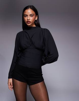 Asos Design Asos X The Sourced Collection Batwing Top In Black