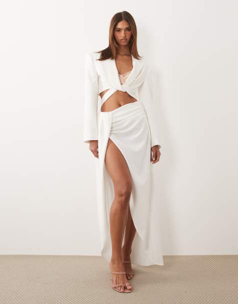 ASOS x THE SOURCED COLLECTION - Blazer, rok en hoofddoek in crème - view 1