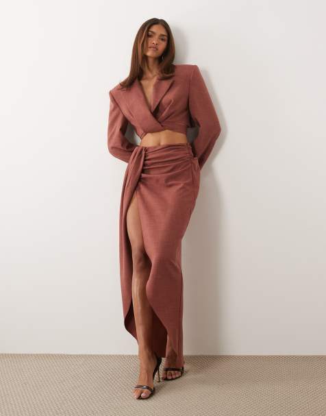 ASOS x THE SOURCED COLLECTION - Blazer, rok en hoofddoek in roestbruin - view 1