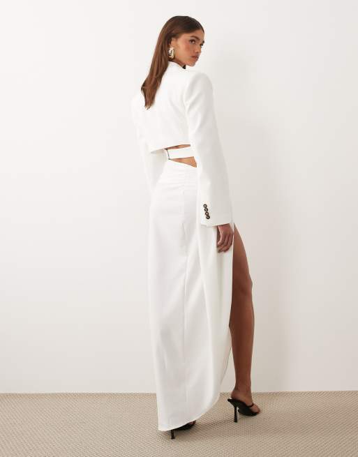 ASOS x THE SOURCED COLLECTION - Cremehvid draperet maxinederdel, 2 af 5
