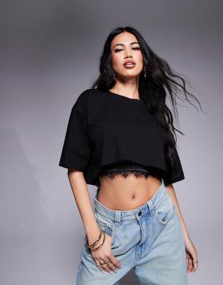 Asos Design Asos X The Sourced Collection Cropped Boxy T-shirt In Black