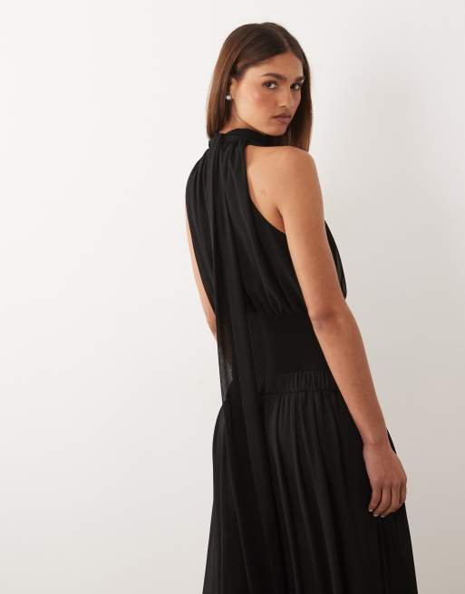 ASOS X THE SOURCED COLLECTION - Diepuitgesneden body van chiffon in zwart, 3 van 4