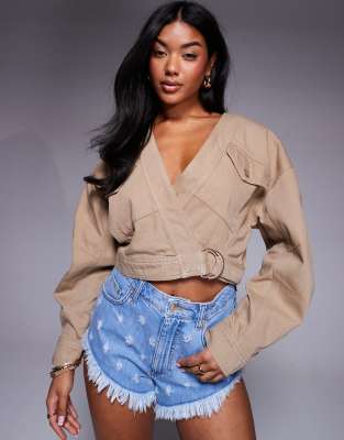 Asos Design Asos X The Sourced Collection Distressed Micro Denim Shorts-multi