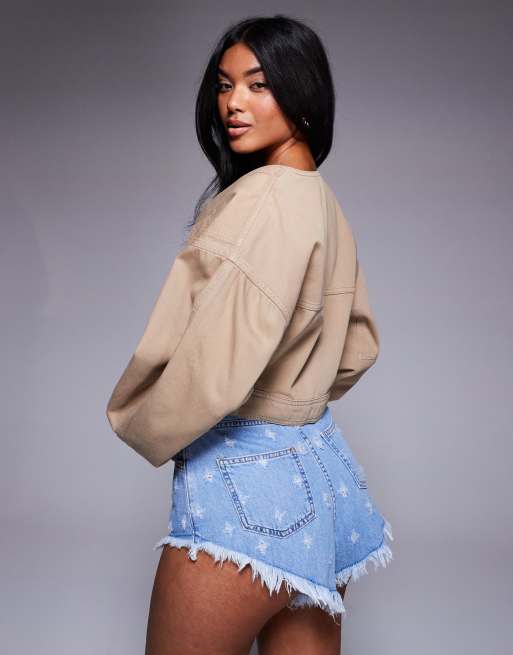 ASOS X THE SOURCED COLLECTION distressed micro denim shorts