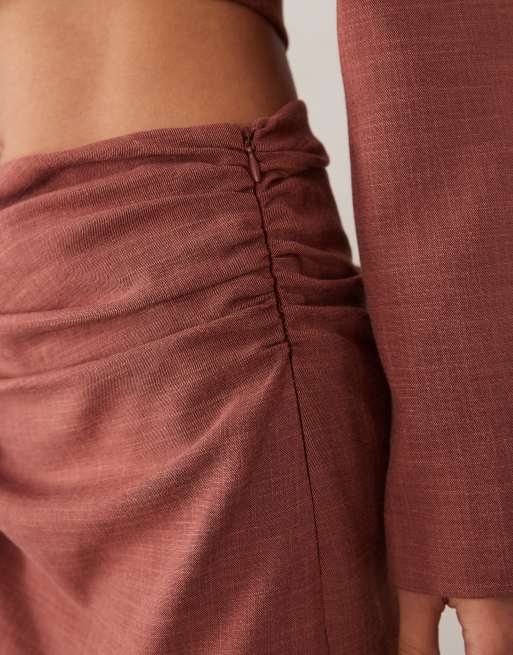 ASOS X THE SOURCED COLLECTION draped maxi skirt in rust, 4 of 5
