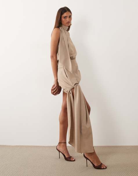 ASOS x THE SOURCED COLLECTION high neck top & mini skirt in beige - view 1