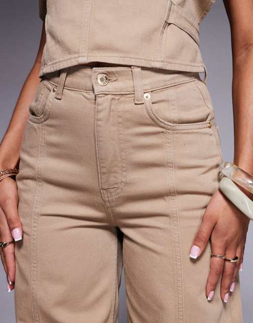 ASOS X THE SOURCED COLLECTION - Jean d'ensemble bouffant à surpiqûres - Fauve, 5 de 5