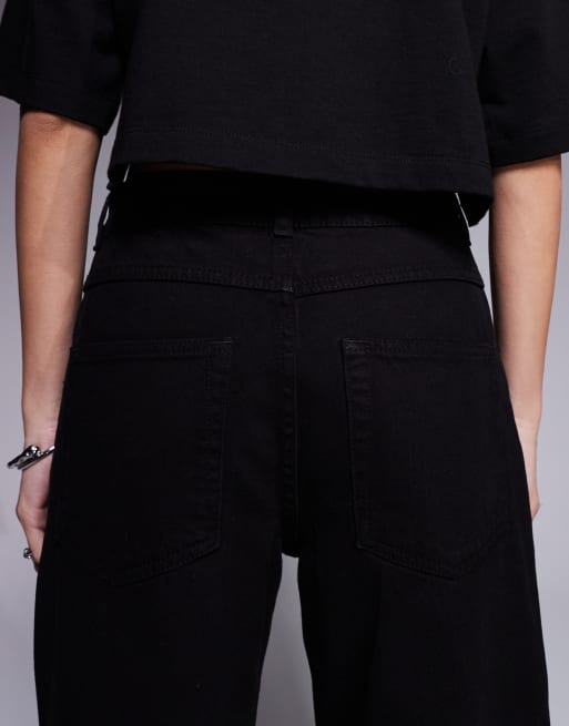ASOS X THE SOURCED COLLECTION - Jeans ampi neri con strass e strappi con pizzo, 5 di 5