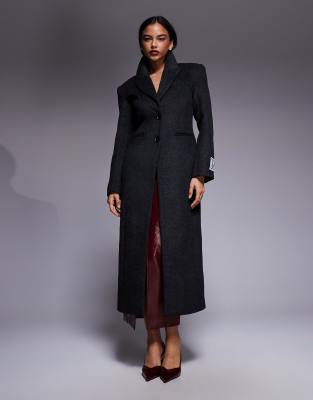 ASOS X THE SOURCED COLLECTION - Mantel mit betonter Taille-Grau