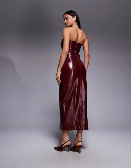 ASOS x THE SOURCED COLLECTION maxi skirt in burgundy
