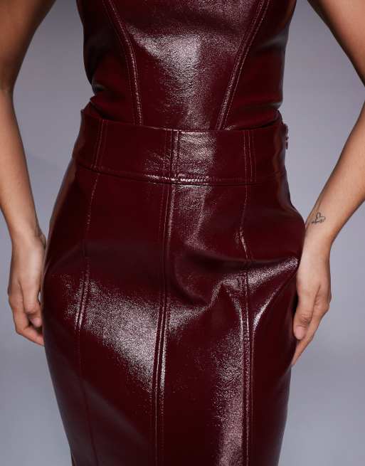 ASOS x THE SOURCED COLLECTION maxi skirt in burgundy