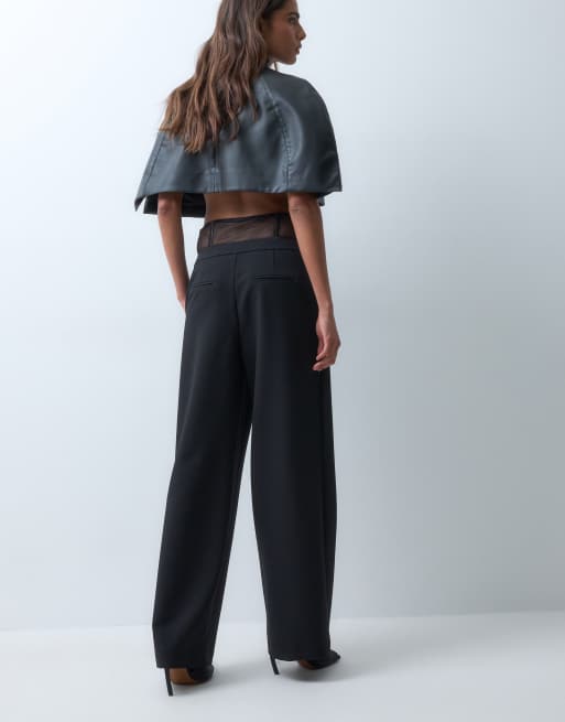 ASOS X THE SOURCED COLLECTION pantalon large à taille à effet corset en noir, 5 de 5