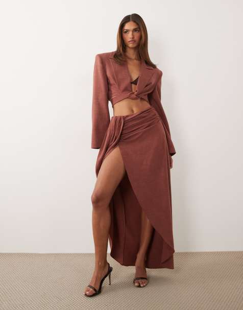 ASOS x THE SOURCED COLLECTION - Rustfarvet draperet maxinederdel - view 1