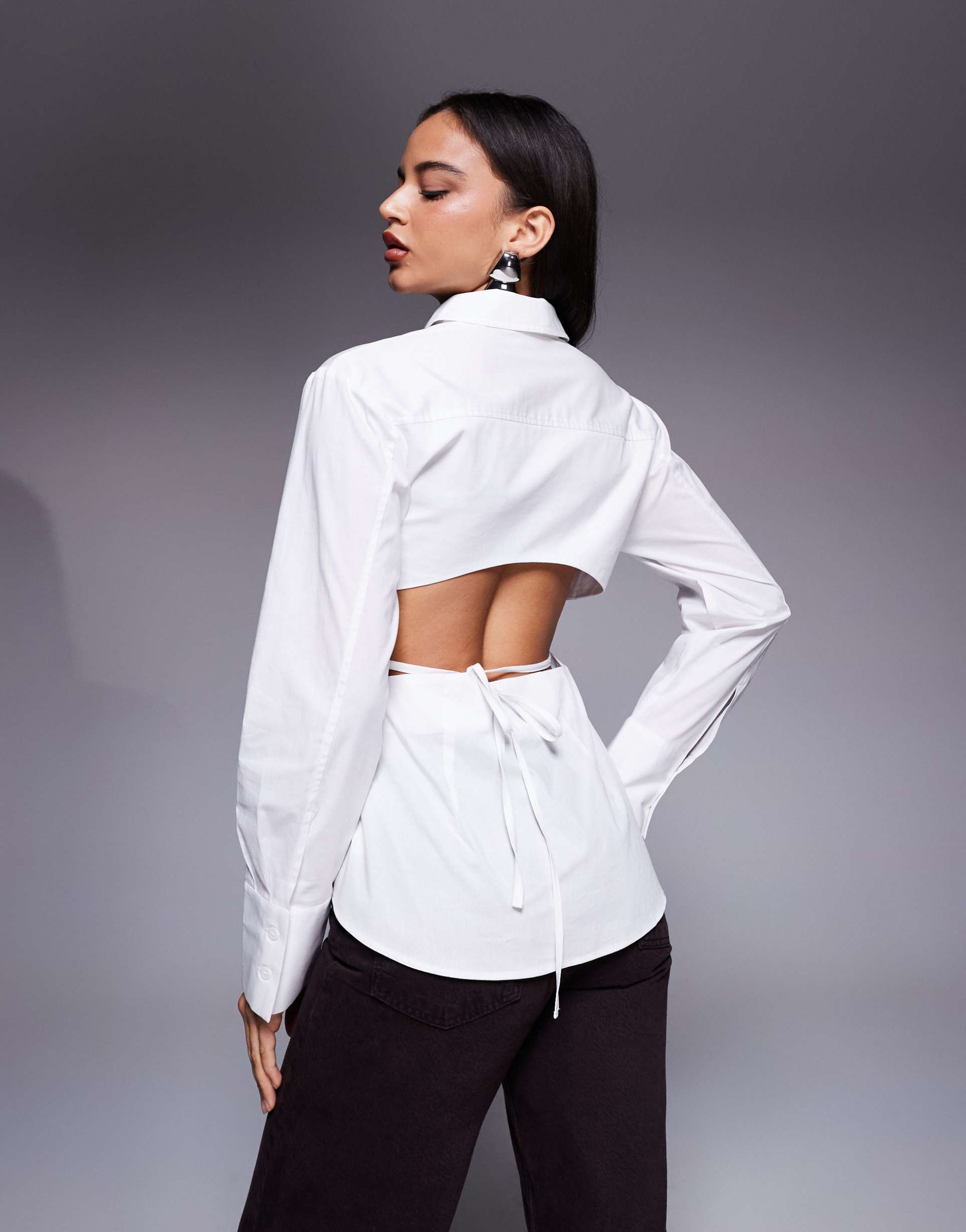 asos x the sourced collection shirt with back tie in white