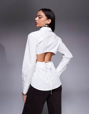 Asos Design Asos X The Sourced Collection Shirt With Back Tie In White