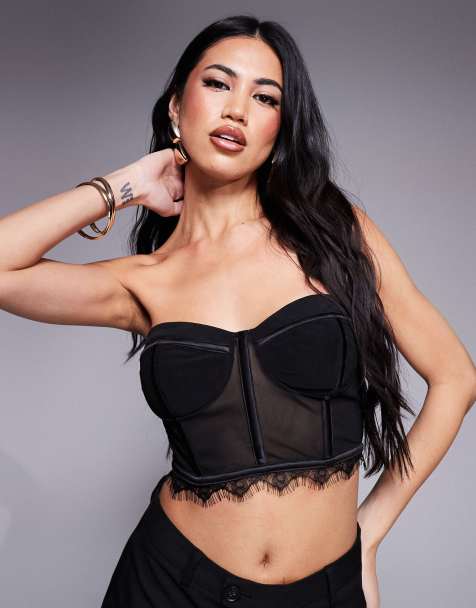 ASOS x THE SOURCED COLLECTION – Svart korsett i mesh, del av set - view 1
