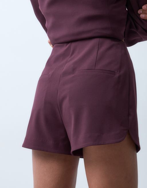 ASOS X THE SOURCED COLLECTION tailored micro shorts in plumb, 5 of 5