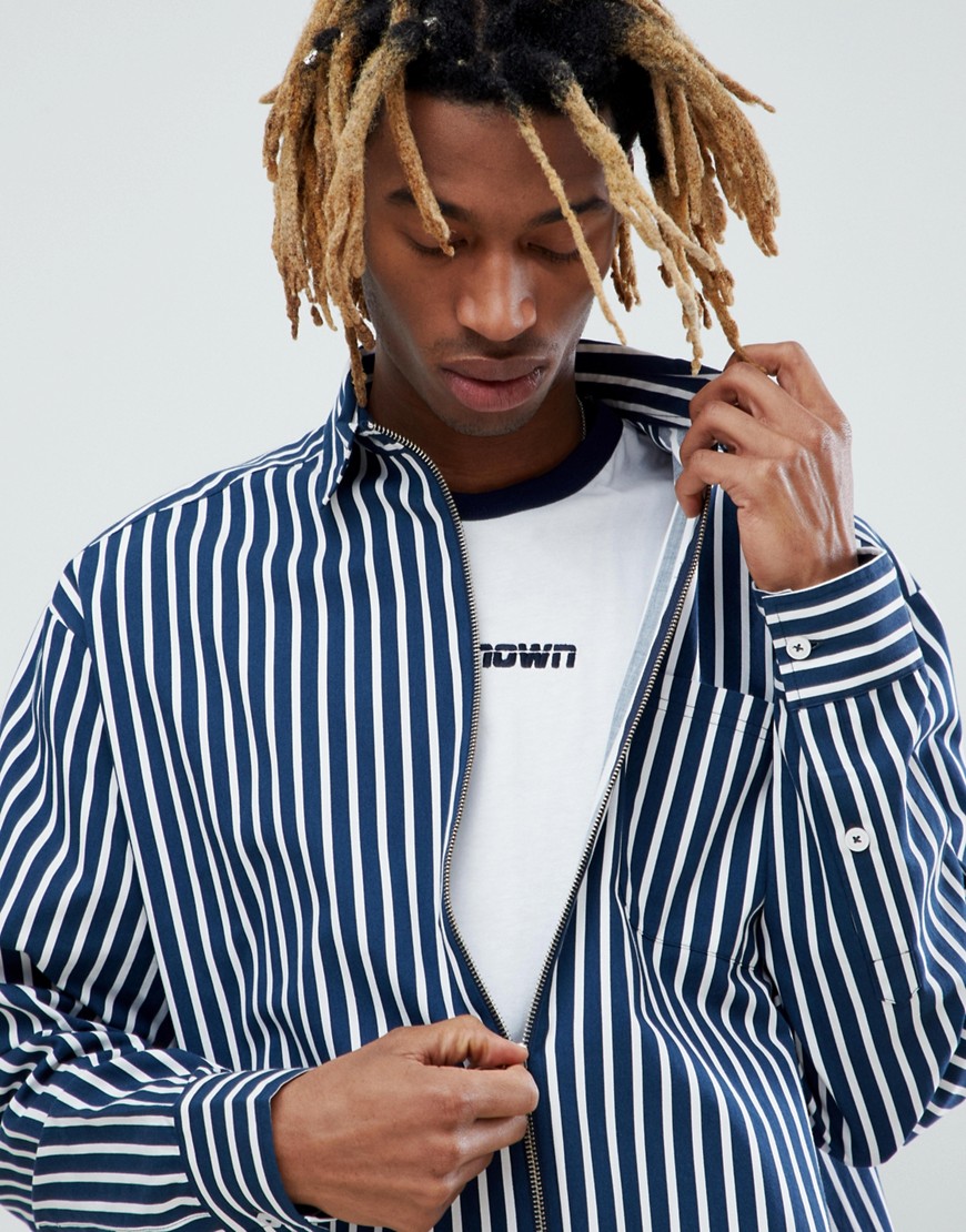 ASOS x Unknown London - Camicia oversize a righe-Navy