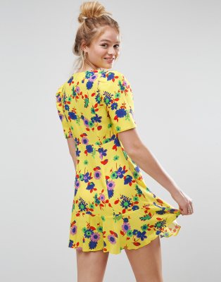 asos yellow floral dress