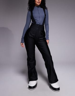 ASOS 4505 Hourglass - Pantalon de ski évasé en tissu déperlant doux - Noir brillant