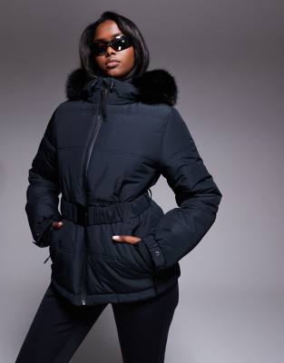 ASOS 4505 Ski - Icon - Veste de ski chaude et déperlante avec ceinture - Noir