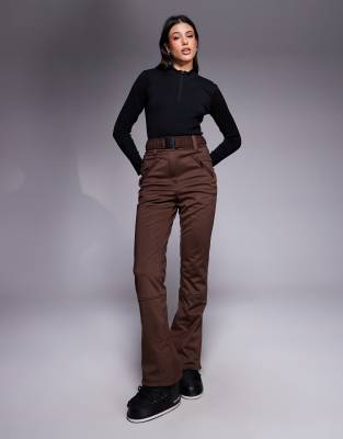 ASOS 4505 Tall - Pantalon de ski droit en tissu déperlant avec ceinture - Café-Brown 34