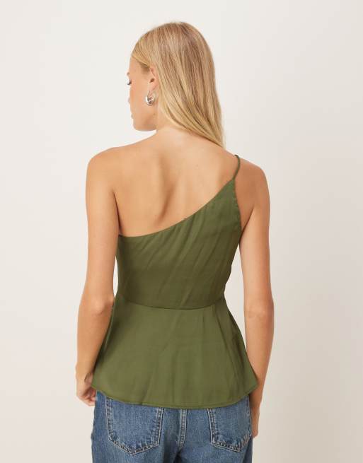 ASOS DESIGN - Caraco asymétrique en satin - Olive, 4 de 4
