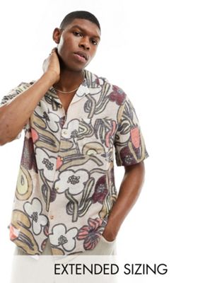 ASOS DESIGN relaxed revere shirt in reverse floral print  - ASOS Price Checker