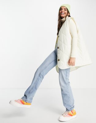 ASOS DESIGN - Doudoune sans manches matelassée sans col - Crème-Noir