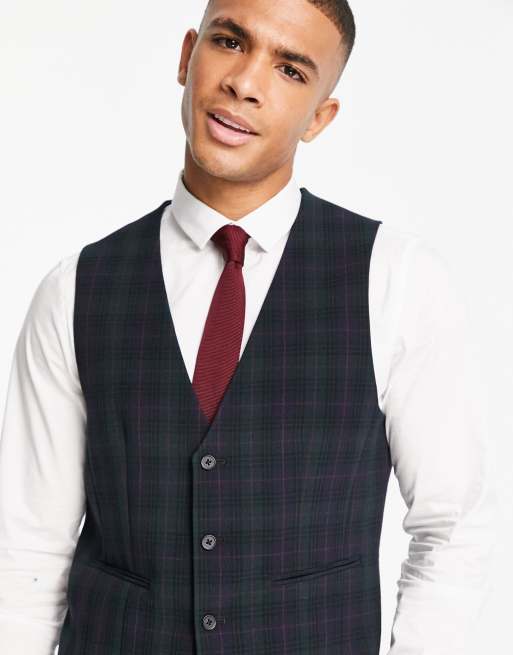 ASOS DESIGN - Gilet de costume cintré à carreaux écossais Blackwatch, 3 de 4