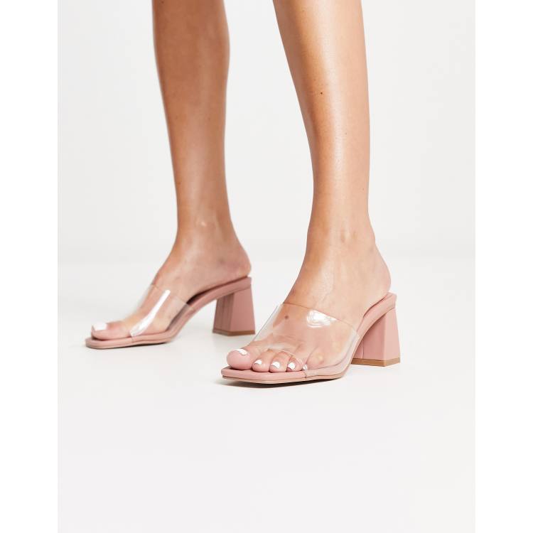ASOS DESIGN Hero Mules a talon carre Transparent ASOS