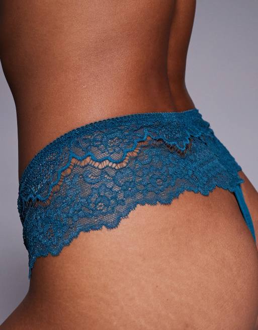 ASOS DESIGN - Lot de 2 strings échancrés en dentelle - Bleu marine et sarcelle, 4 de 4