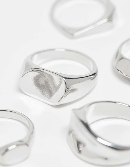 Lot De 5 Bagues Dont 2 En Argent Sterling - Occasion, Couleur Argenté, Sans Marque