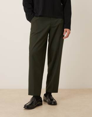 ASOS DESIGN - Pantalon habillé coupe fuselée oversize à chevrons - Vert