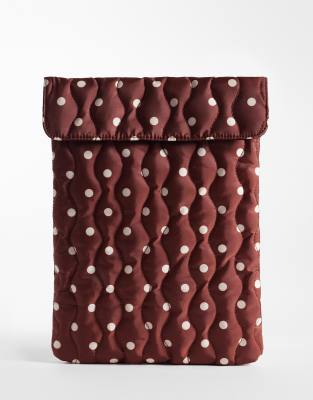 ASOSDESIGN - Pochette matelassée pour ordinateur portable à pois - Marron-Brown